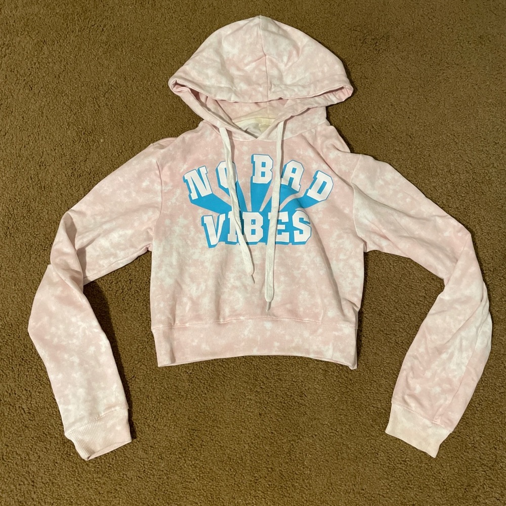 No Bad Vibes Tie Dye Cropped Hoodie